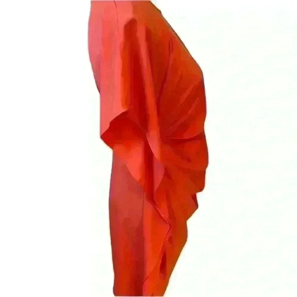 Coral/Orange Dress 🩷❤️🧡 Angie Asymmetrical Ruched Mini Dress Pink Orange - Picture 6 of 8